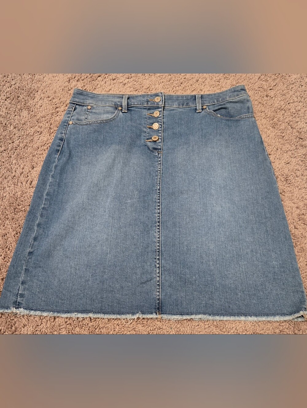 Talbots Denim A-Line Button-Front Skirt